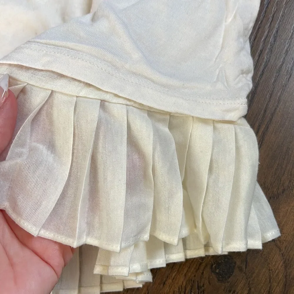 EUC Ralph Lauren Holiday Set Bottom Set Blue Velvet Leggings + Ivory Pleated Top